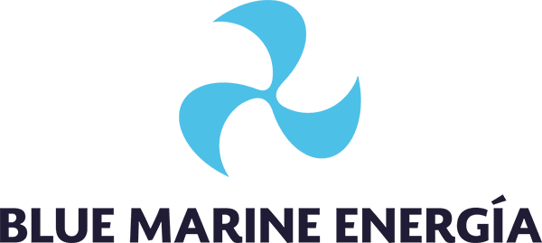 A blue propeller logo with the words marine en written underneath.