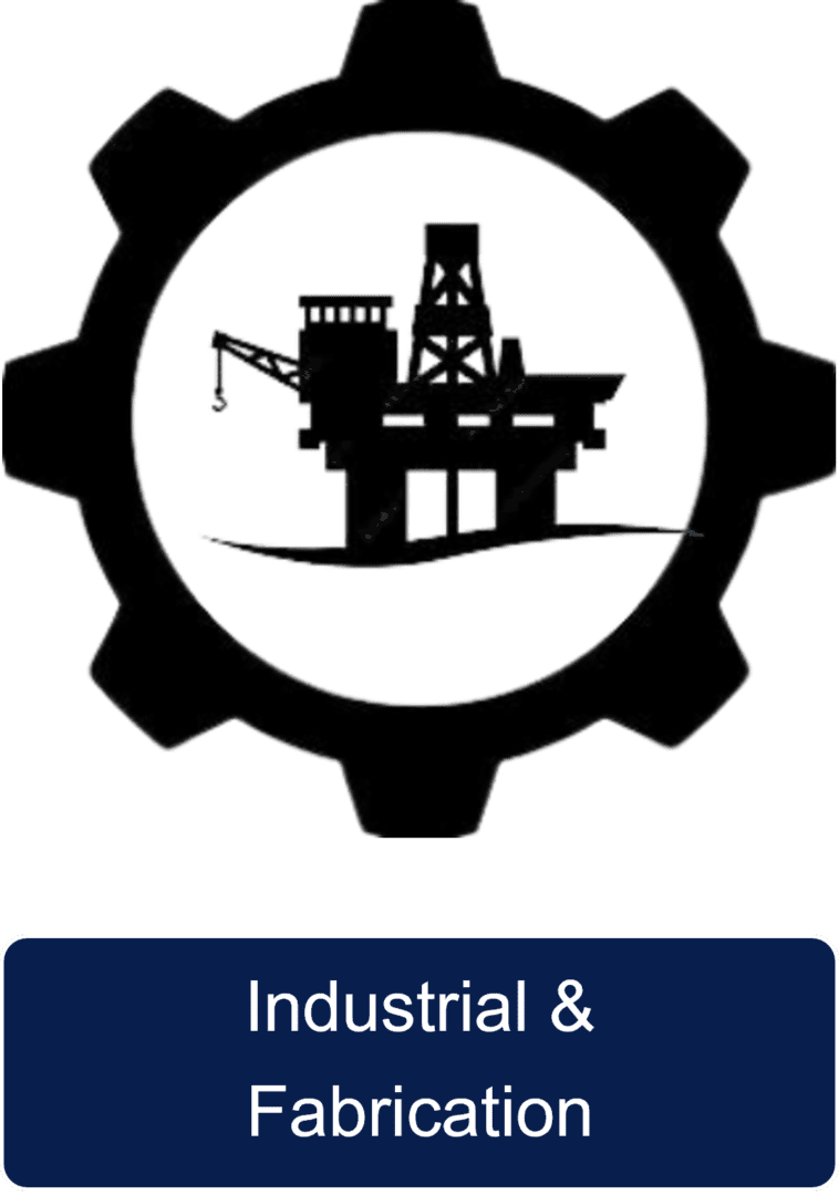 Here's an alt tag for the image: Industrial fabrication gear logo.